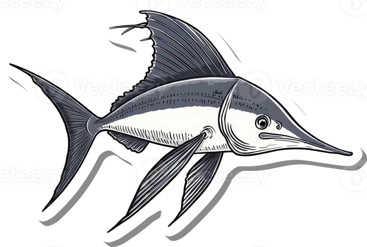 A Detailed Illustration Of A Swift Swimming Sailfish png