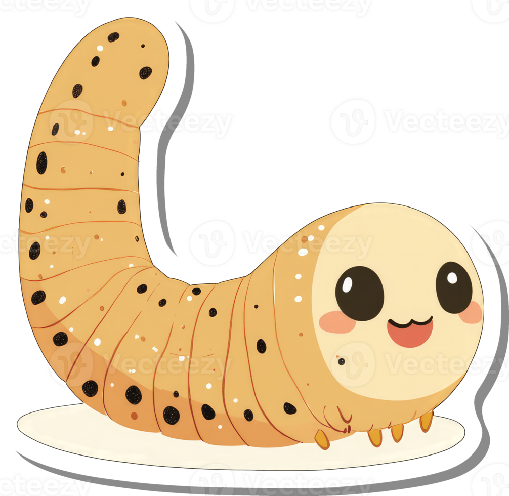 Adorable Cartoon Larva with Happy Expression png