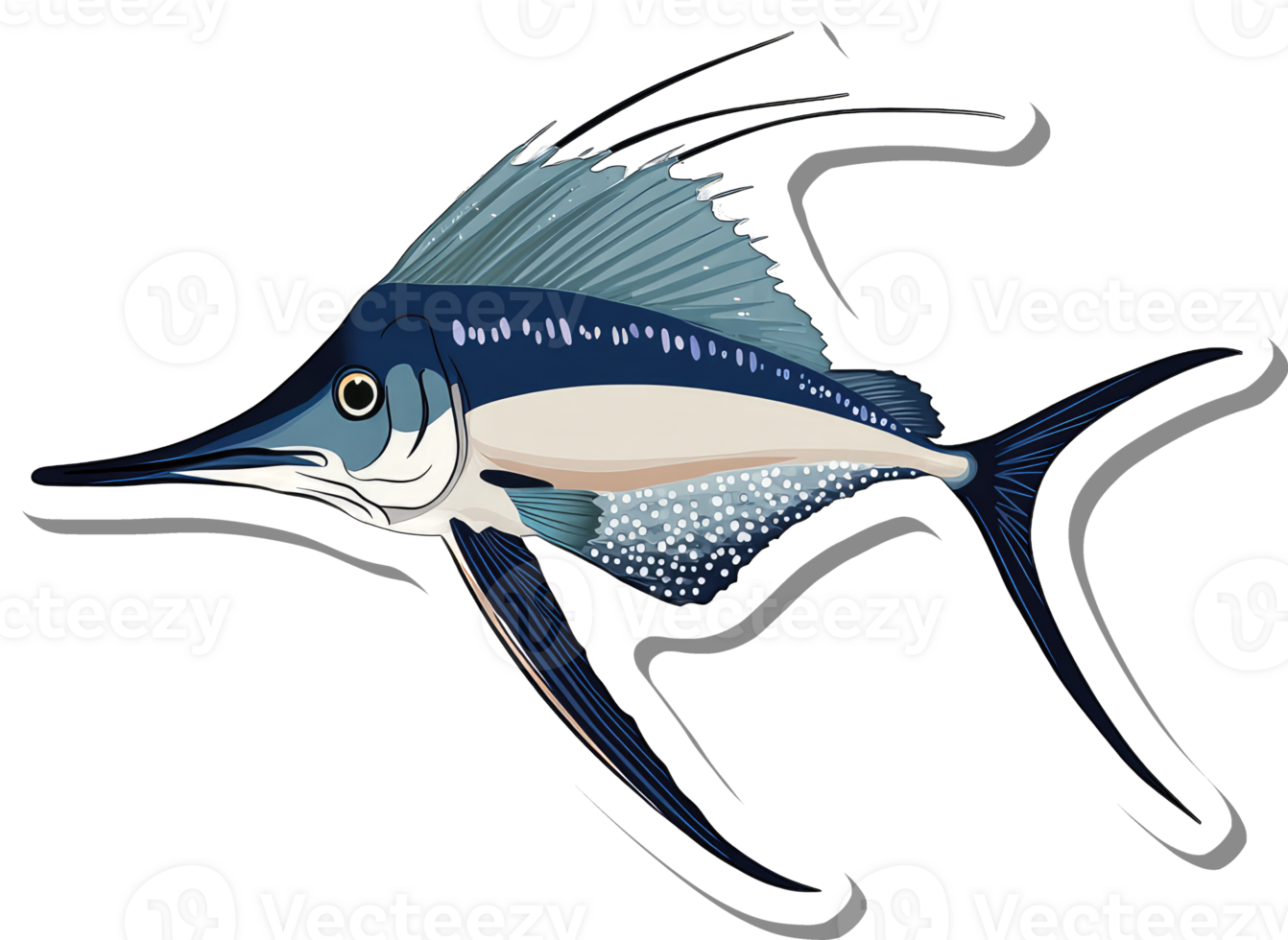 A striking illustration of a sailfish swimming gracefully png