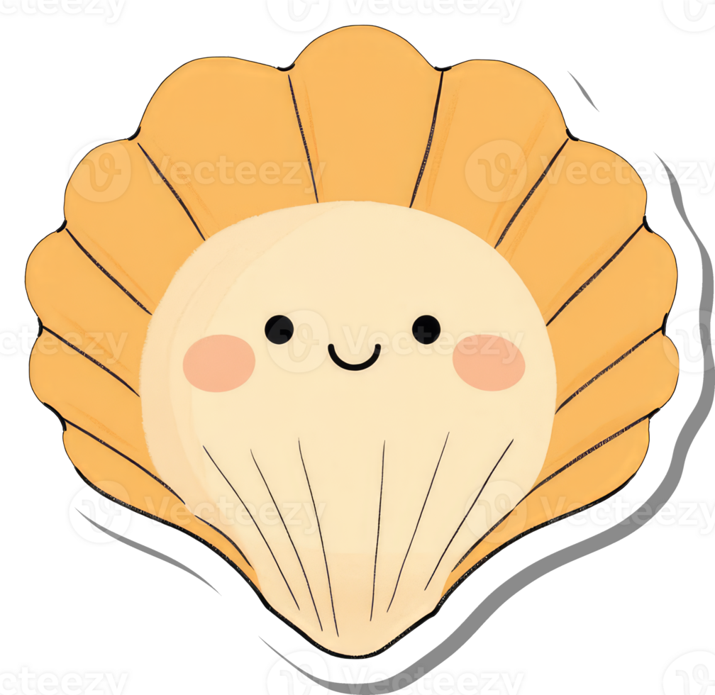 Happy smiling cartoon seashell illustration design png