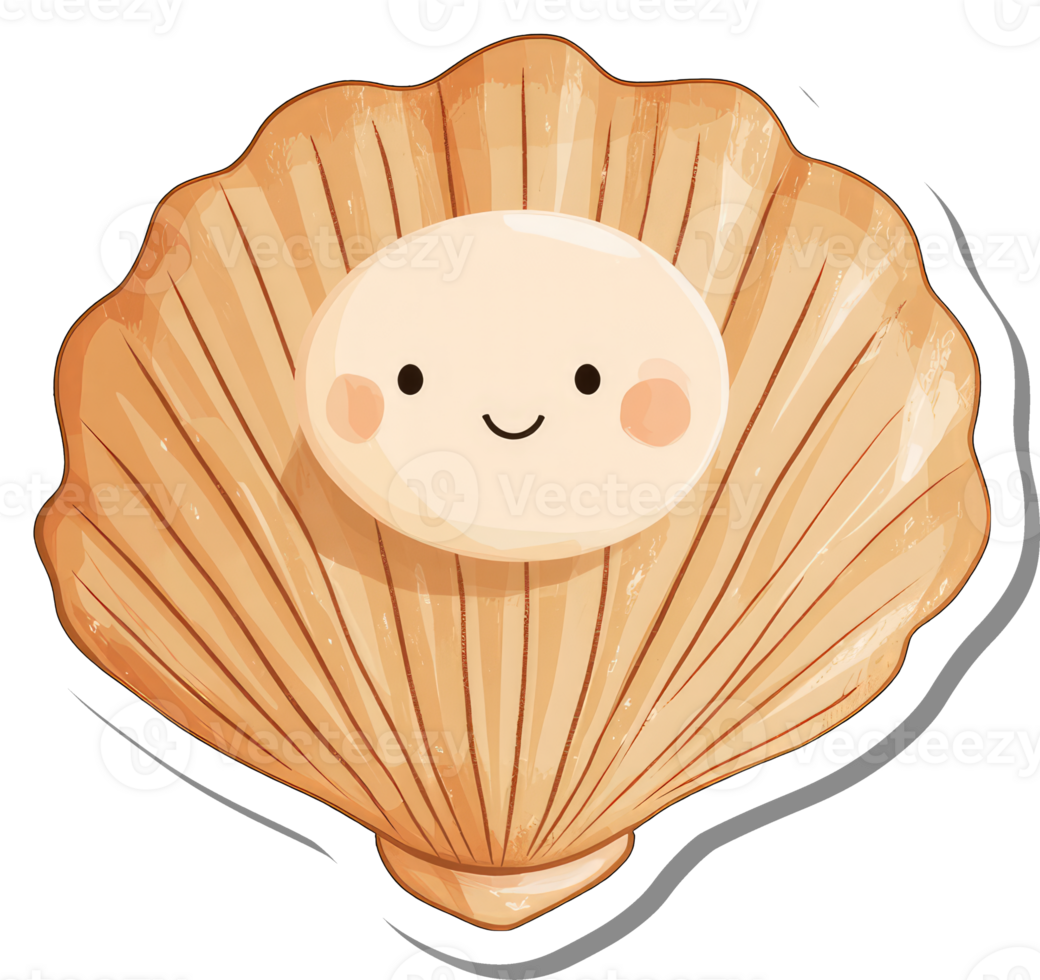 Happy smiling pearl inside a seashell png