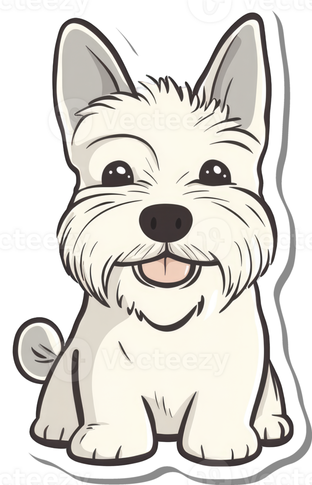 Adorable White West Highland Terrier Puppy Cartoon png