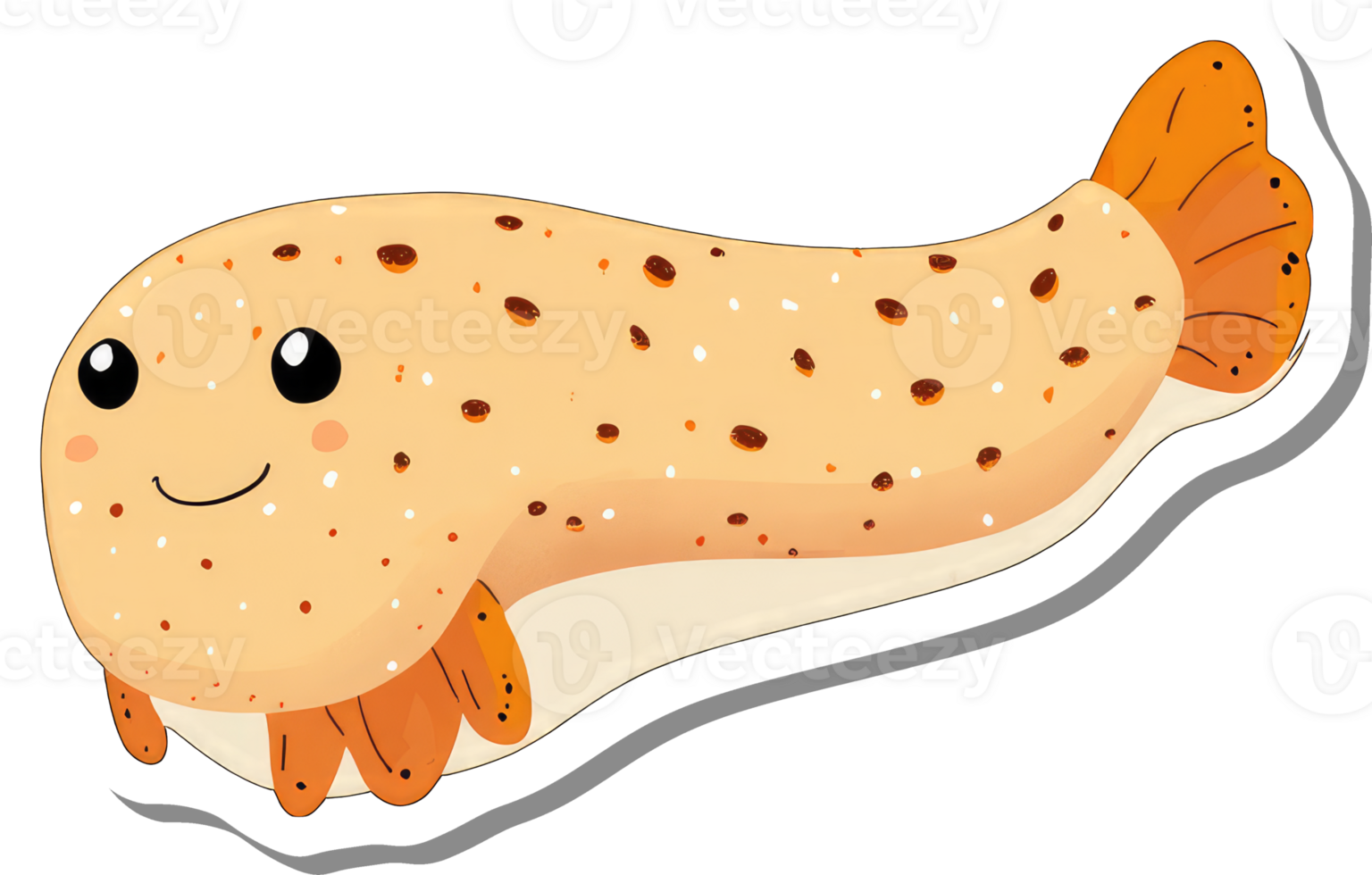 Adorable Cartoon Sea Creature With Orange Fins png