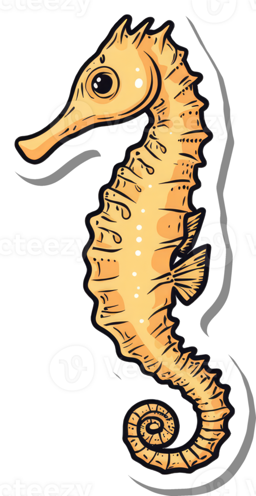 A Cute Yellow Seahorse Illustration Design png