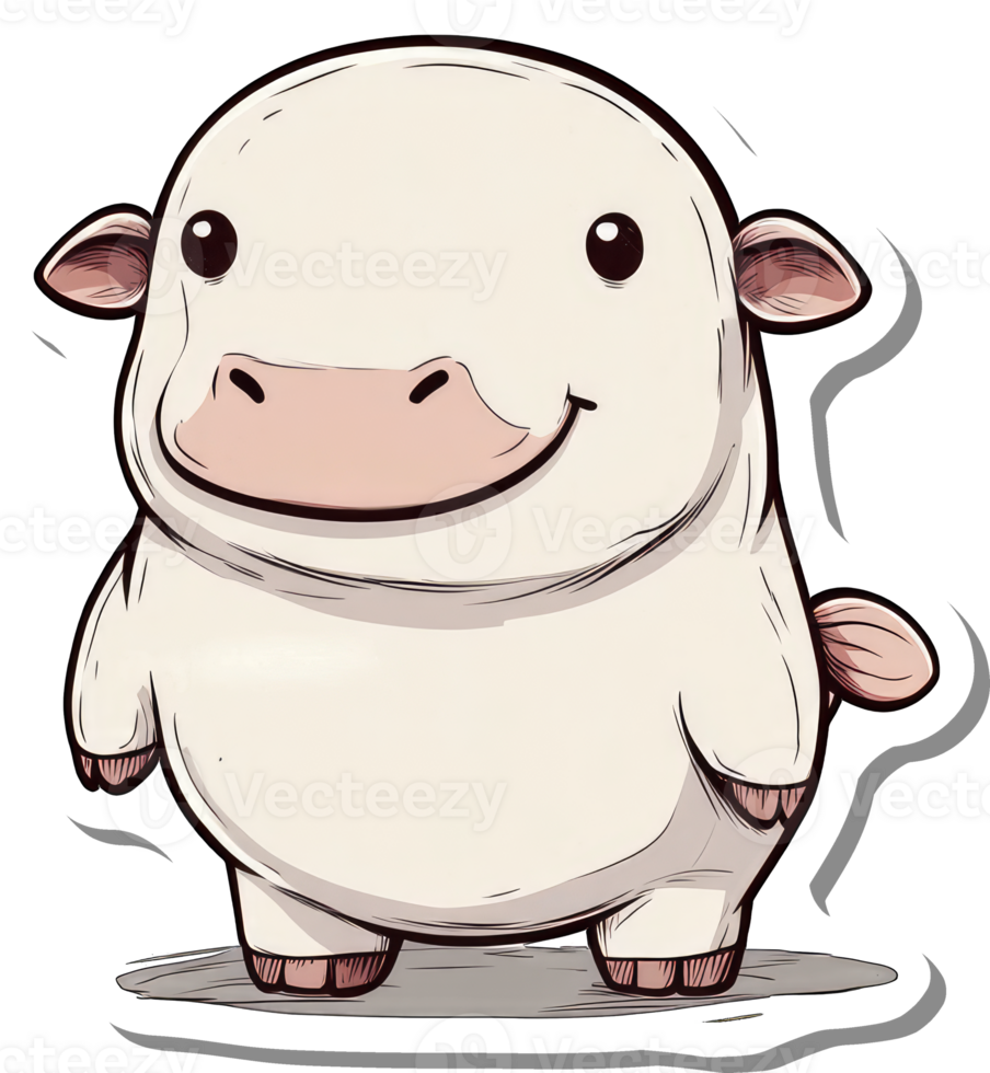 Adorable Cartoon Calf Stands Smiling Happily png