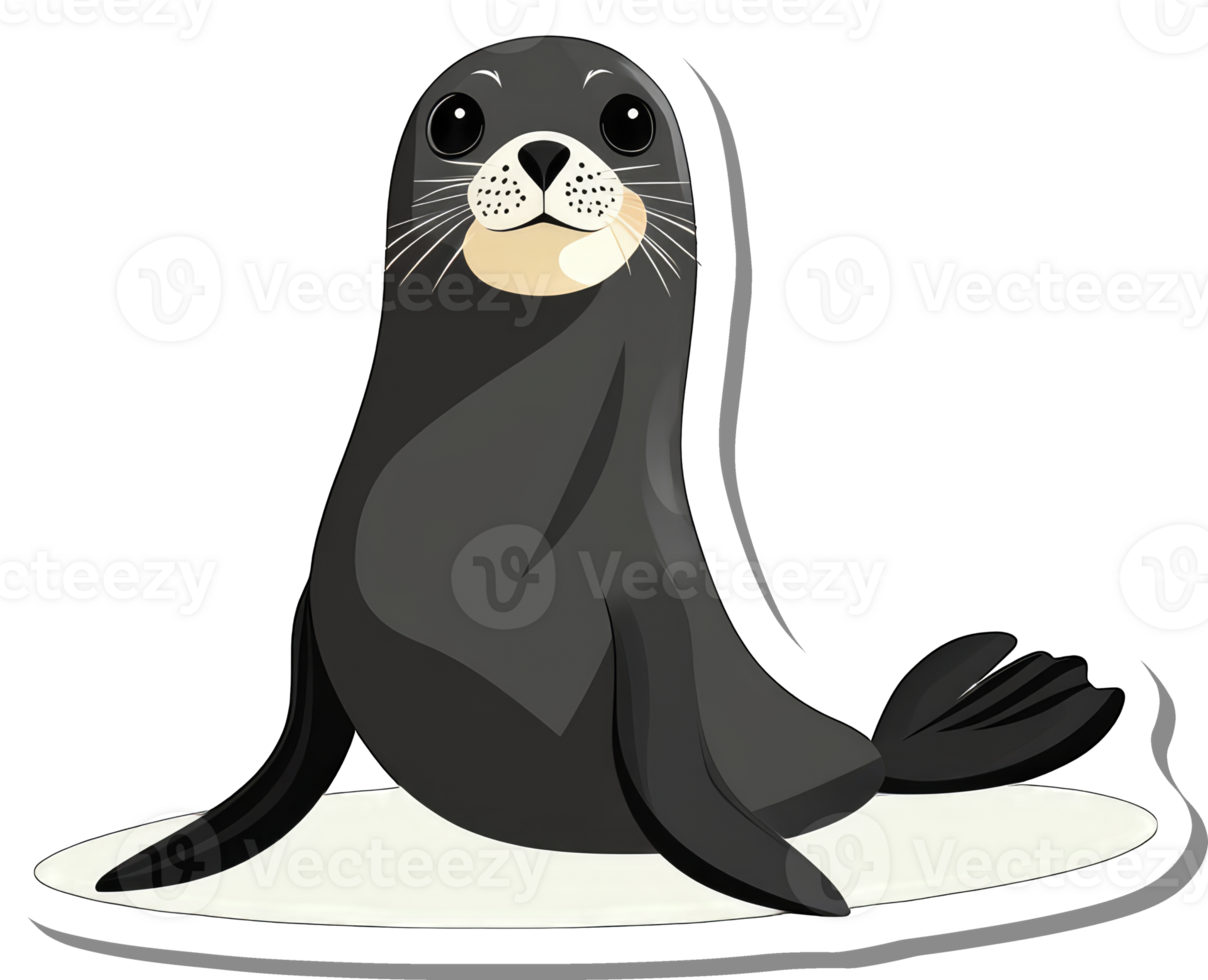Adorable Cartoon Seal Posing On White Background png