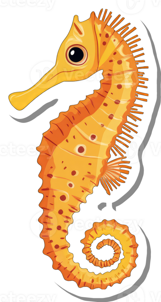A Cute Yellow Seahorse Cartoon Illustration png