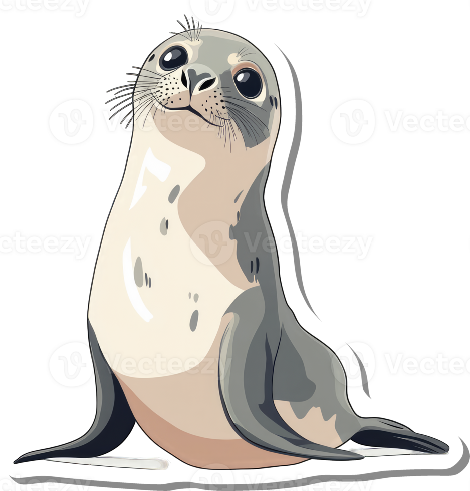 Adorable Seal Pup Sitting and Looking Upwards png