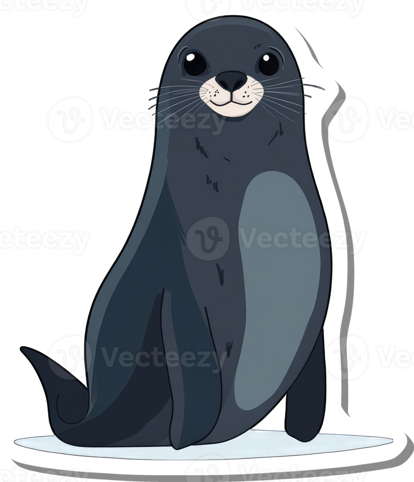 Adorable Cartoon Seal Sitting on Ice png