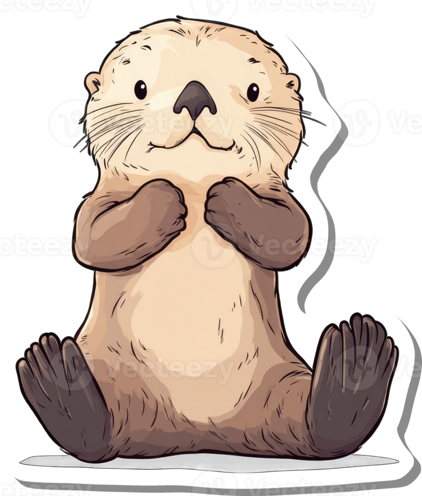 Adorable Sea Otter Sitting Happily Content png