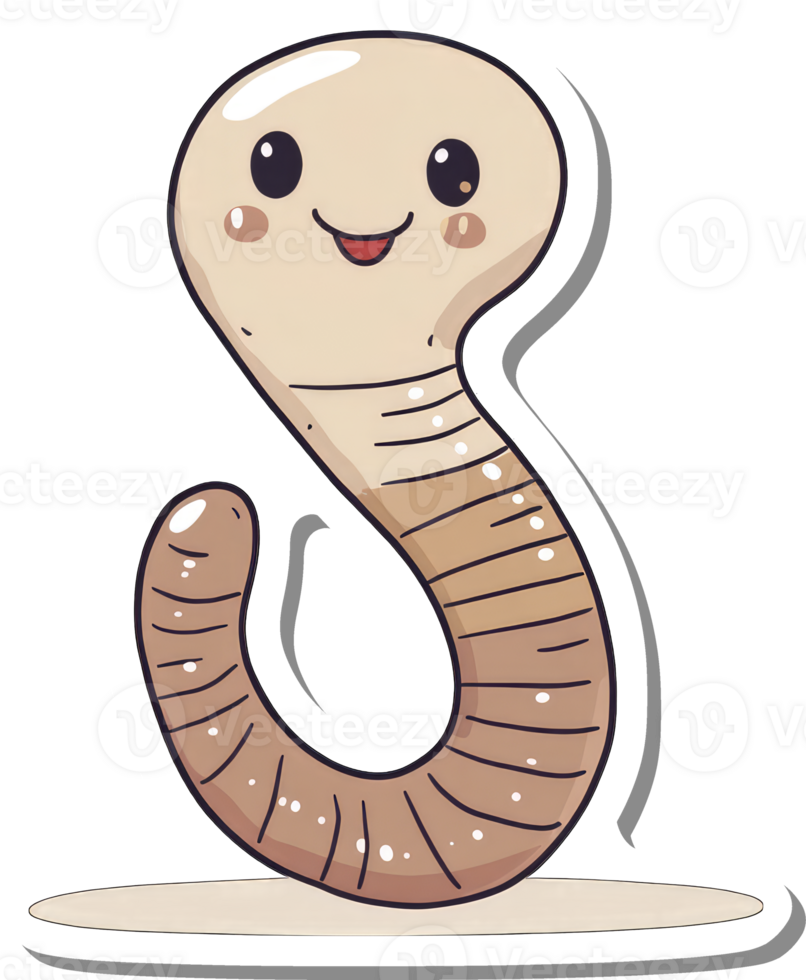 Adorable Cartoon Worm Happy Smiling Creature png