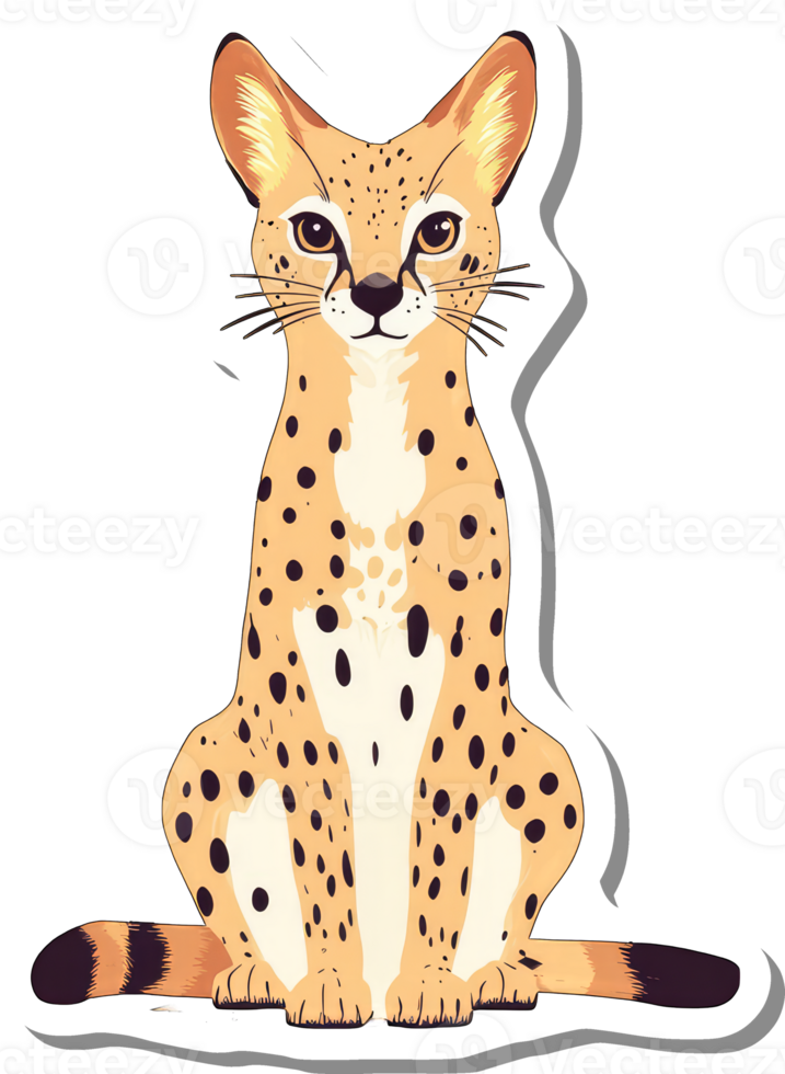 A Serval Cat Sitting Gracefully Displays Its Spots png
