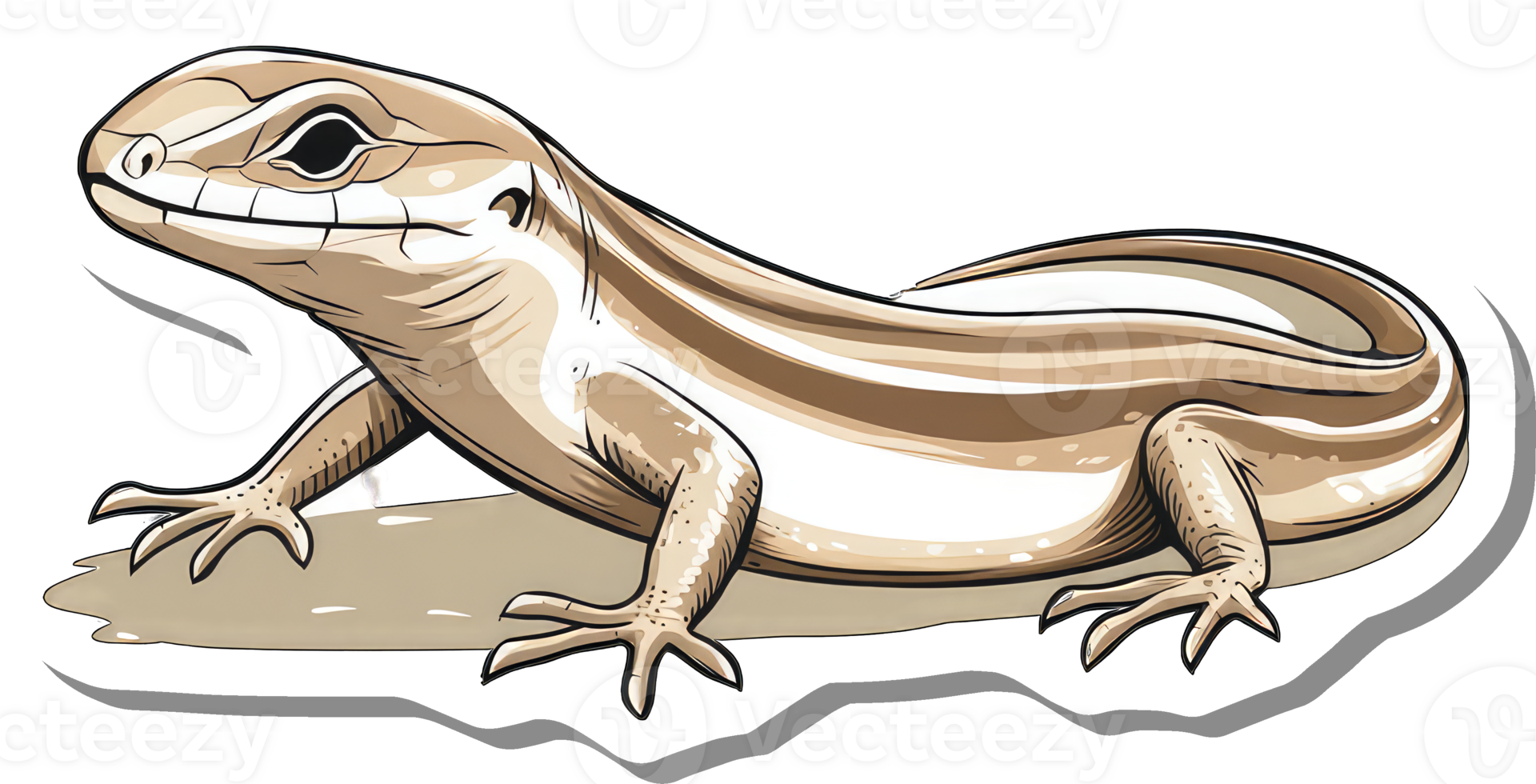 A Tan Striped Lizard on a Sandy Surface png