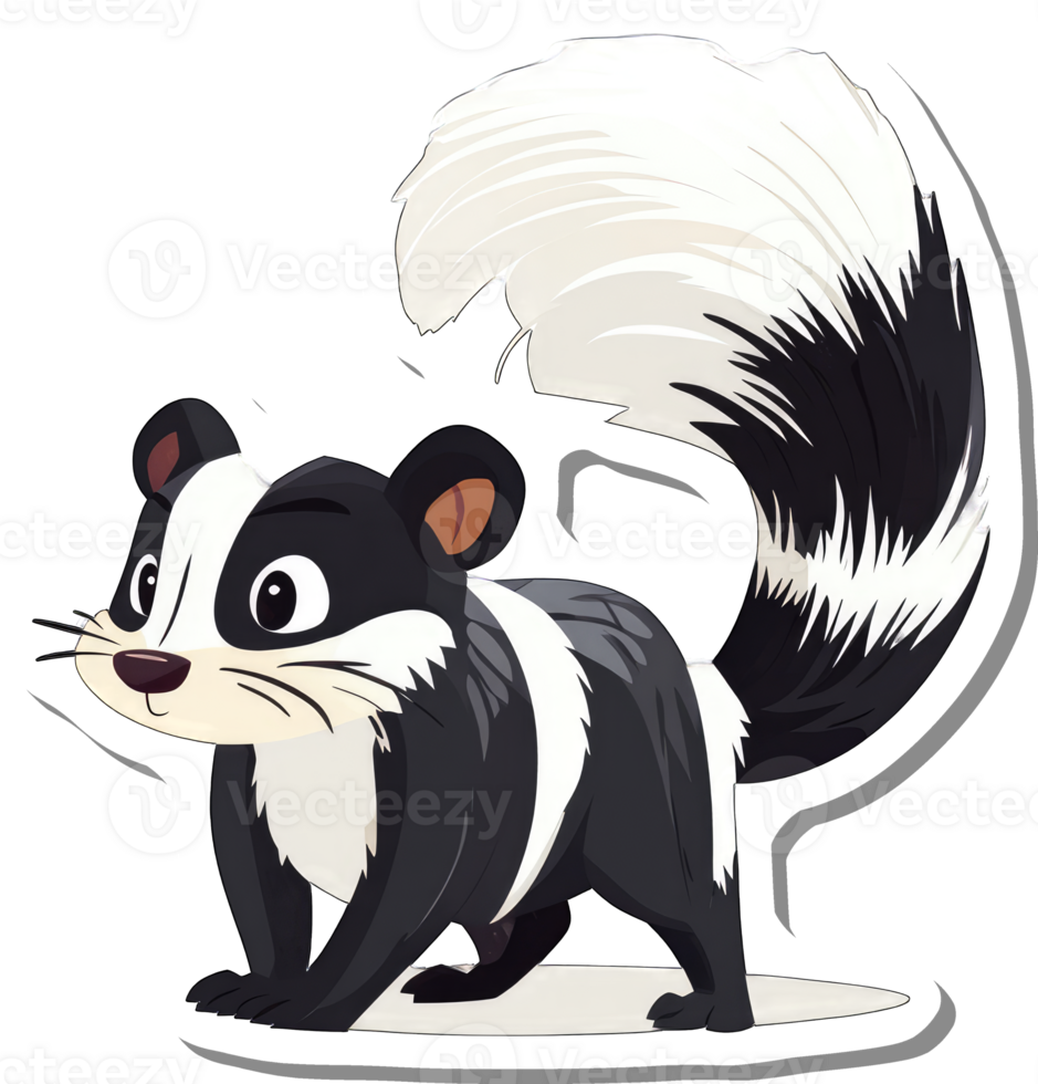 A Cartoon Skunk Stands With Its Bushy Tail png