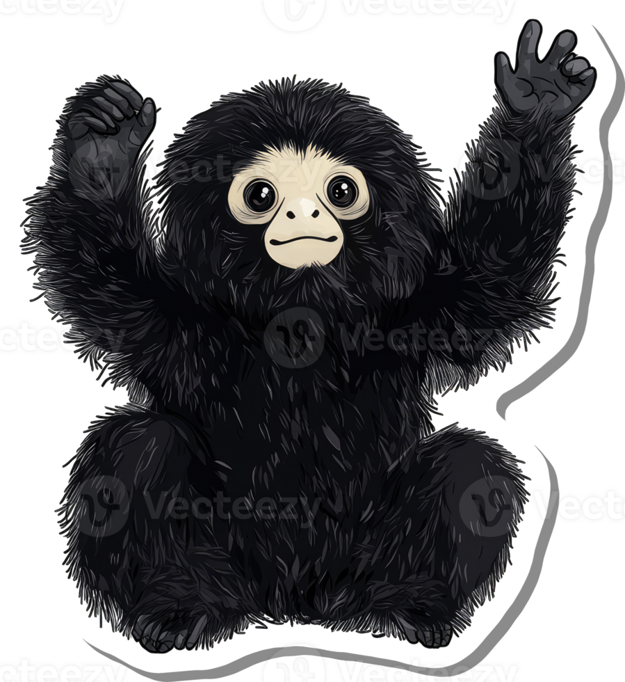 Adorable Black Baby Monkey Sitting And Waving png