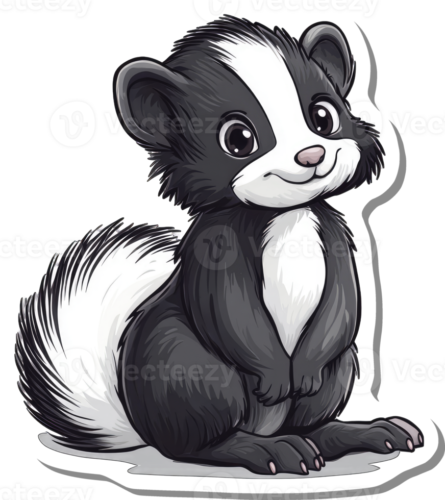 Adorable Baby Skunk Sitting Pretty In Cartoon Style png