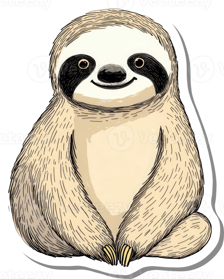 A Happy Sloth Sitting Contentedly png
