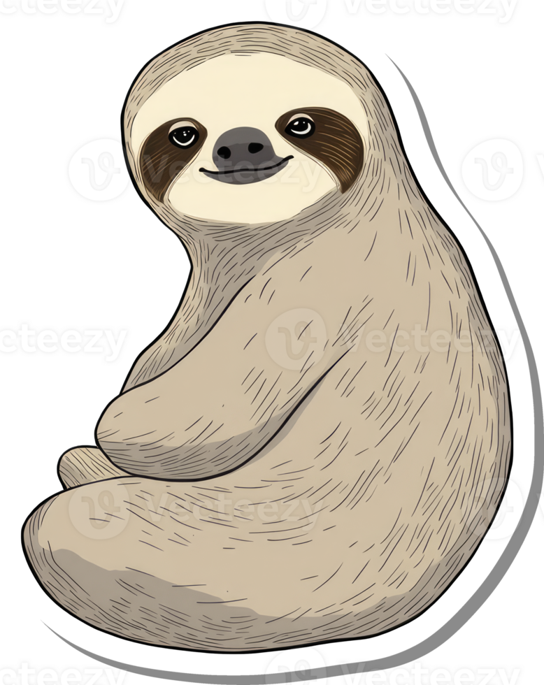 Adorable Three Toed Sloth Sitting Contentedly png