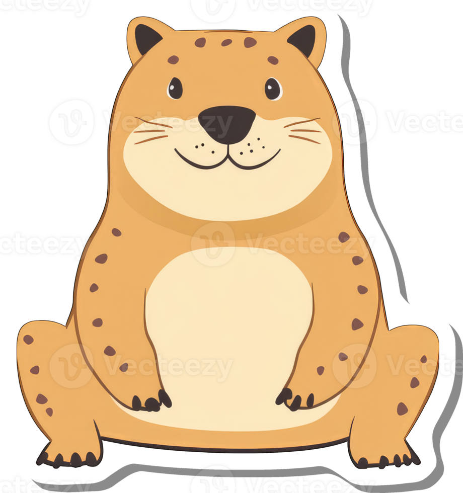 A Happy Cartoon Leopard Sitting Contentedly png