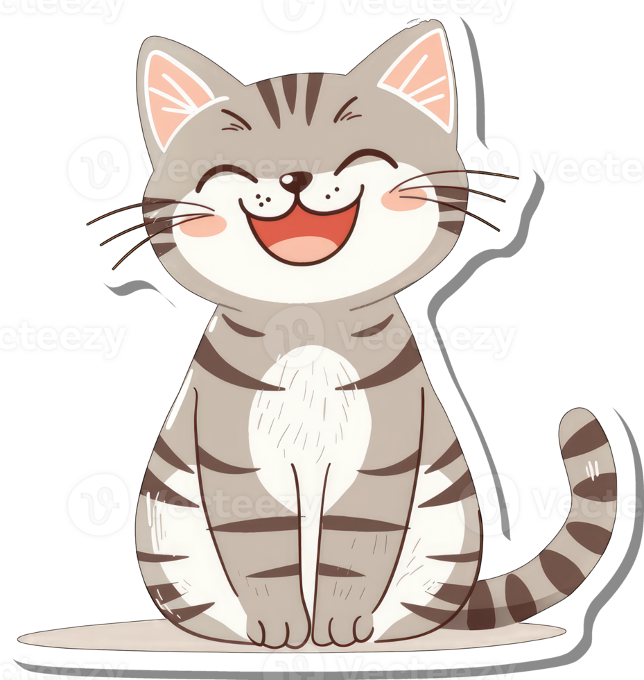 A Happy Tabby Cat Sitting Cheerfully png