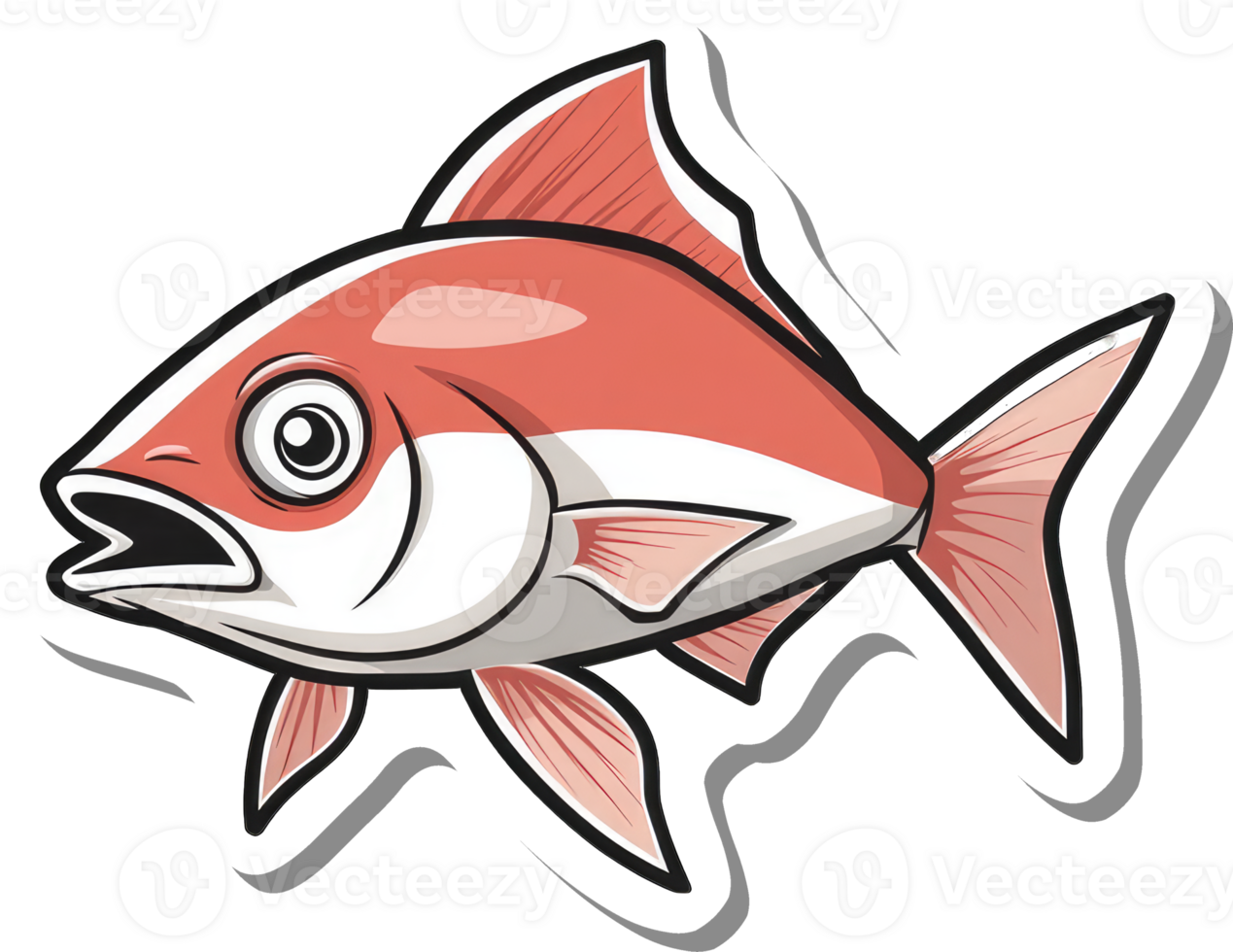 Cartoon Illustration Of A Red Snapper Fish png