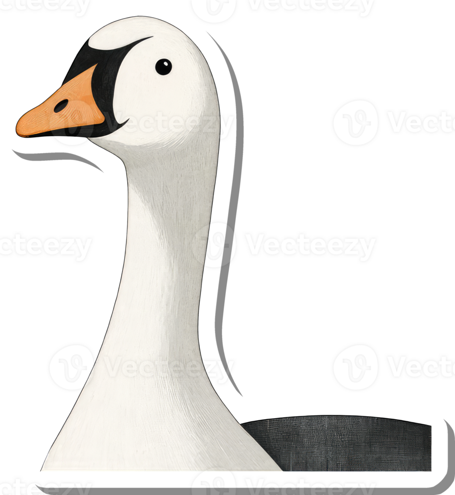 Elegant White Goose Head and Neck Illustration png