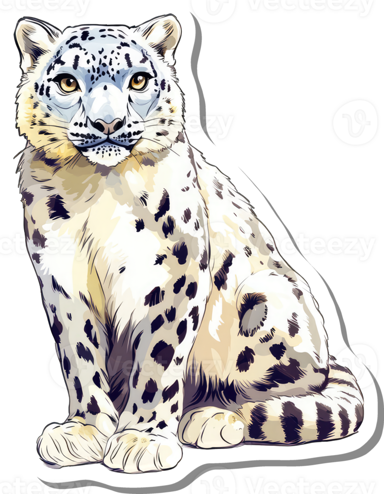 Majestic Snow Leopard Sitting Gracefully in the Wild png