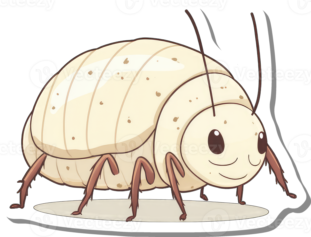 adorável desenho animado ilustração do uma pálido bege inseto png
