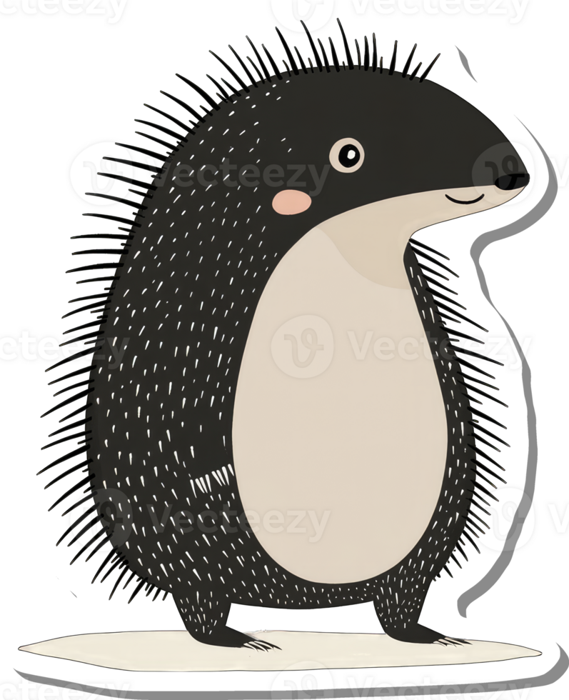 A Cute Cartoon Hedgehog Stands on a White Surface png
