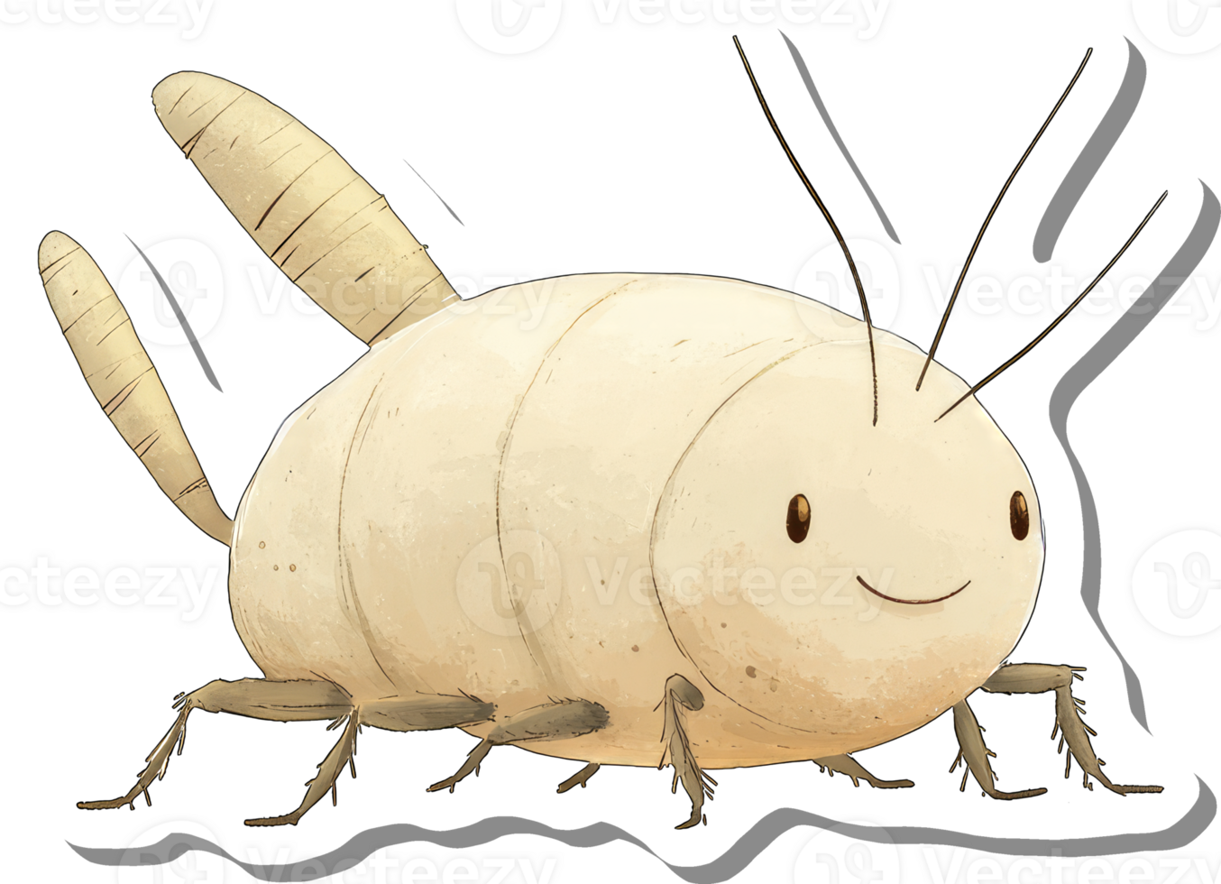 Happy Beige Insect Cartoon Character Illustration png