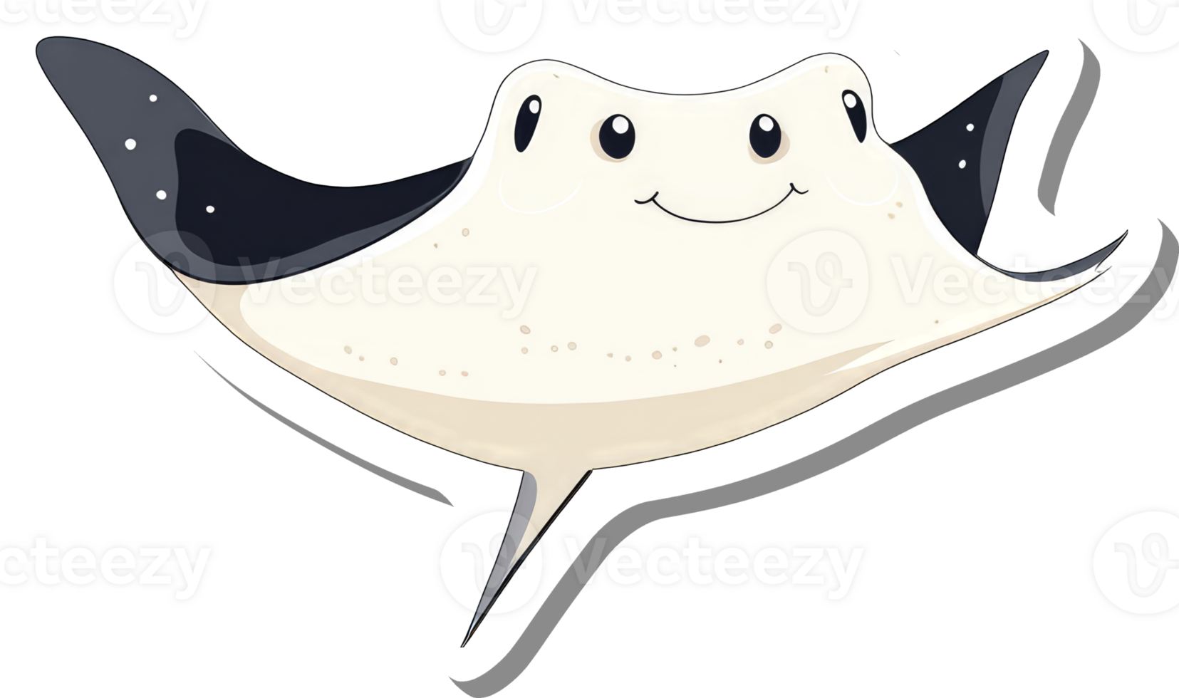 A Happy Cartoon Stingray Swims in the Ocean png