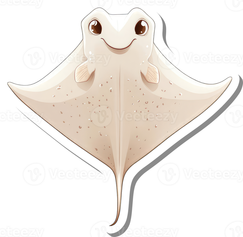 Adorable Cartoon Stingray With Happy Expression png