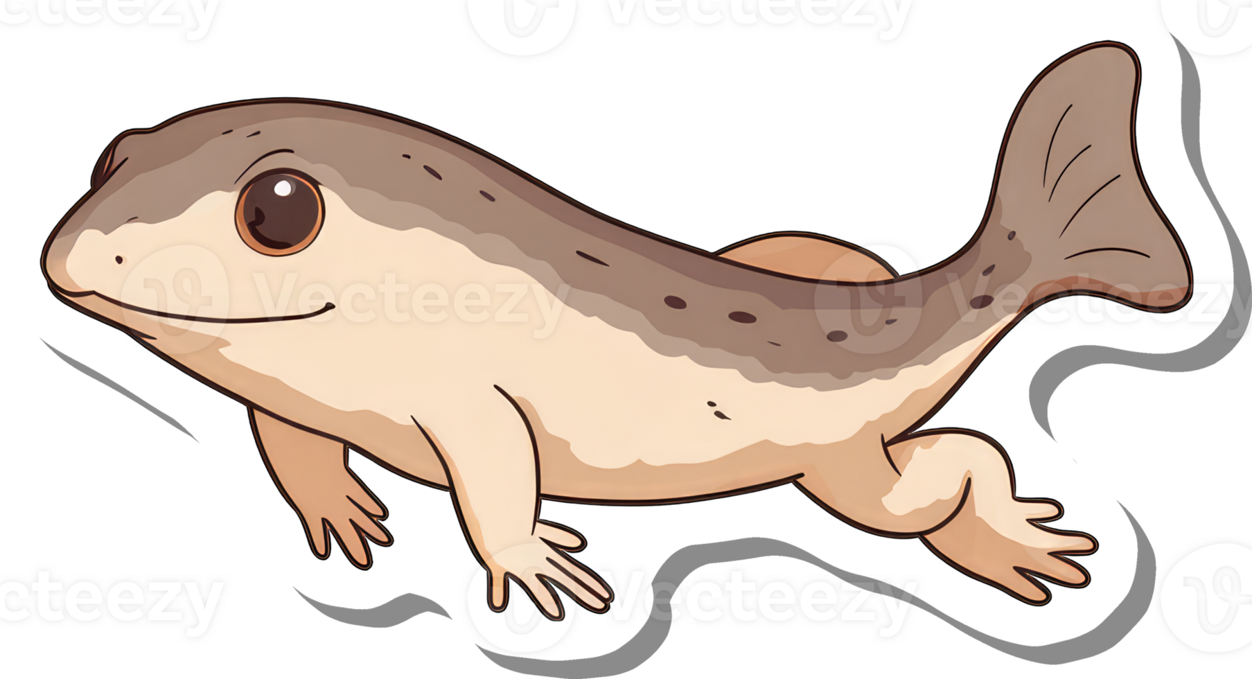 Adorable Cartoon Amphibian with a Fish Tail png