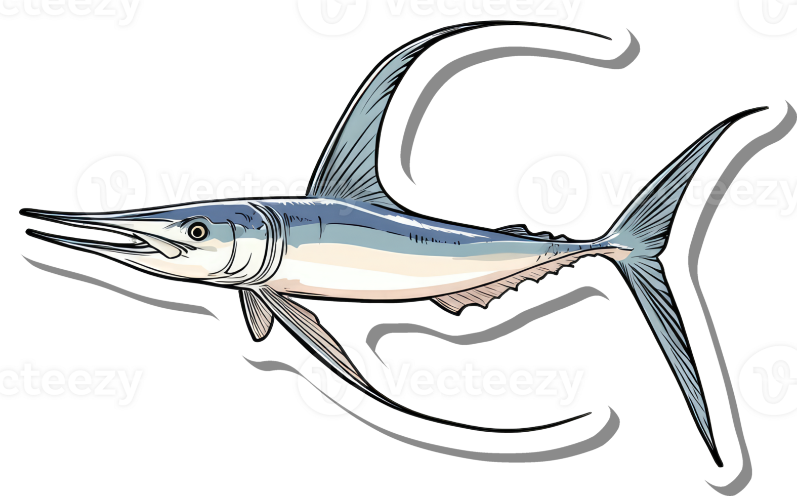 Illustration of a graceful sailfish swimming in the ocean png