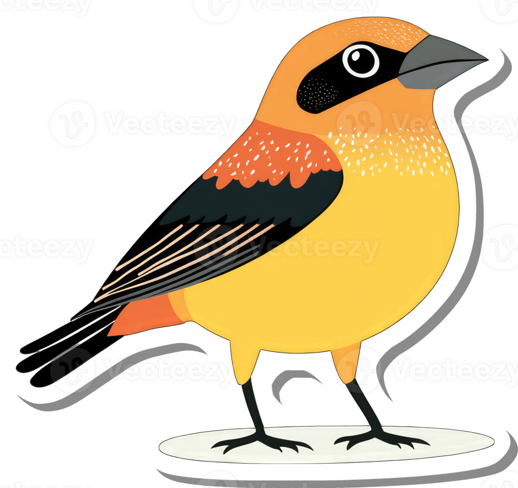 A vibrant yellow bird with black and orange accents png
