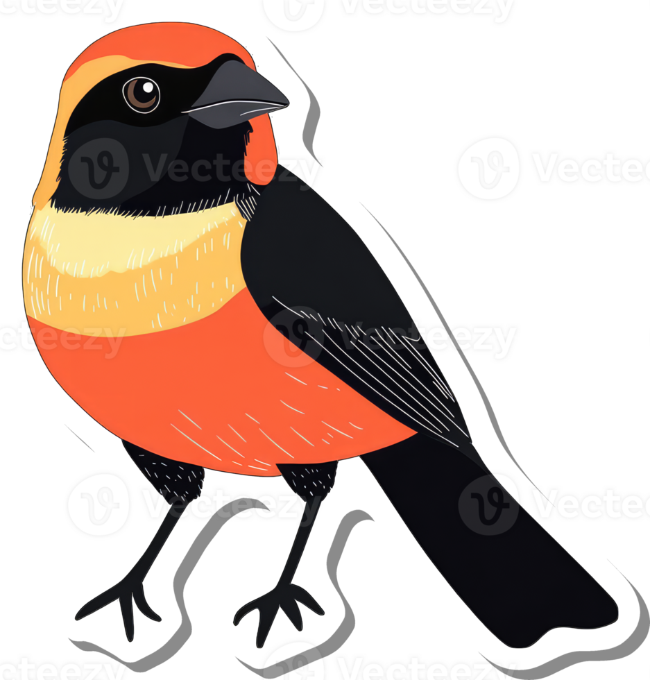 A Colorful Bird Illustration Depicts Vivid Orange and Black Plumage png