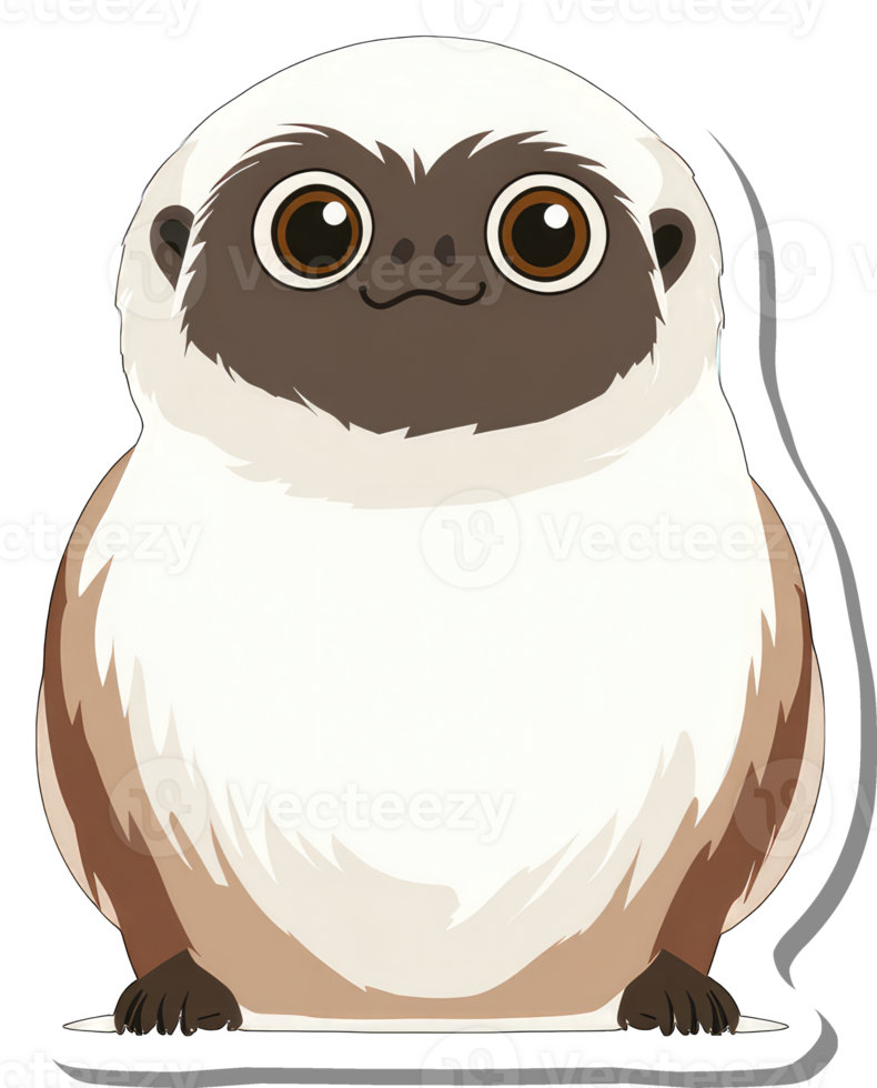 Adorable Cartoon Silvery Marmoset Monkey Illustration png