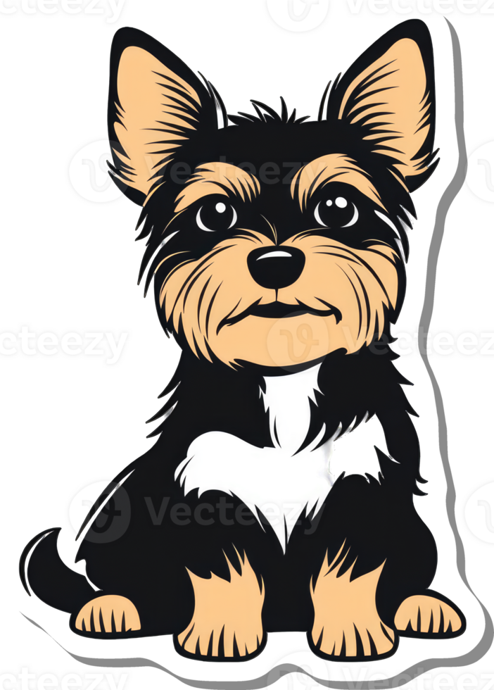 Adorable Yorkshire Terrier Puppy Sitting Cartoon Illustration png