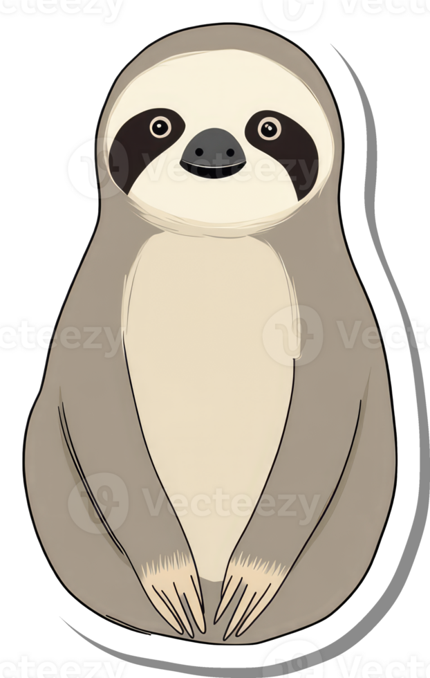 A cute three toed sloth sits calmly png