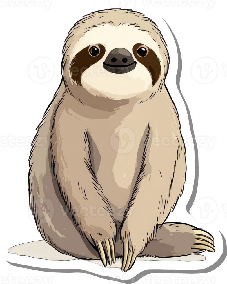 A Cute Brown Sloth Sitting Calmly png