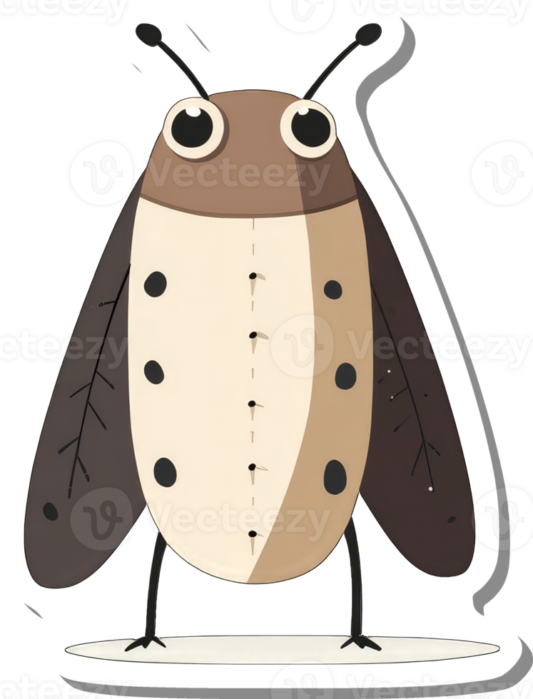 Adorable Cartoon Insect With Large Eyes And Brown Wings png
