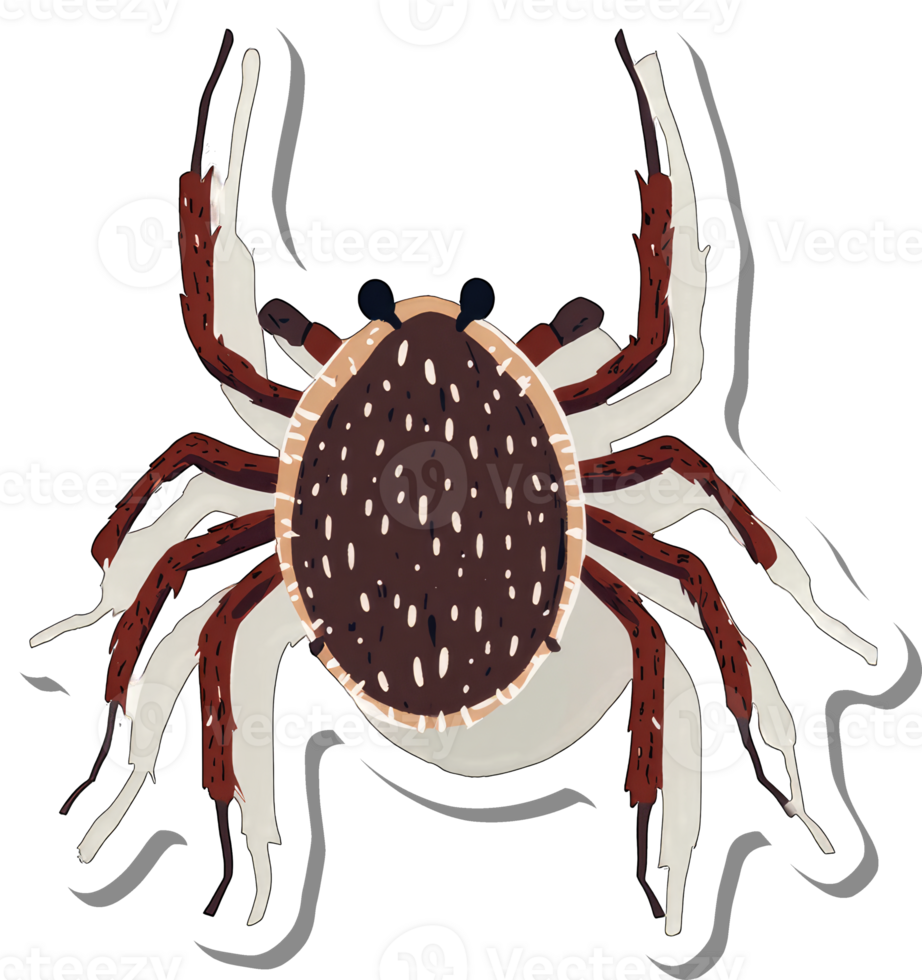 A stylized illustration of a crab with brown legs and a spotted shell png