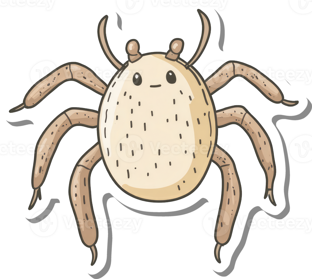Adorable Cartoon Spider Illustration Featuring Six Legs png
