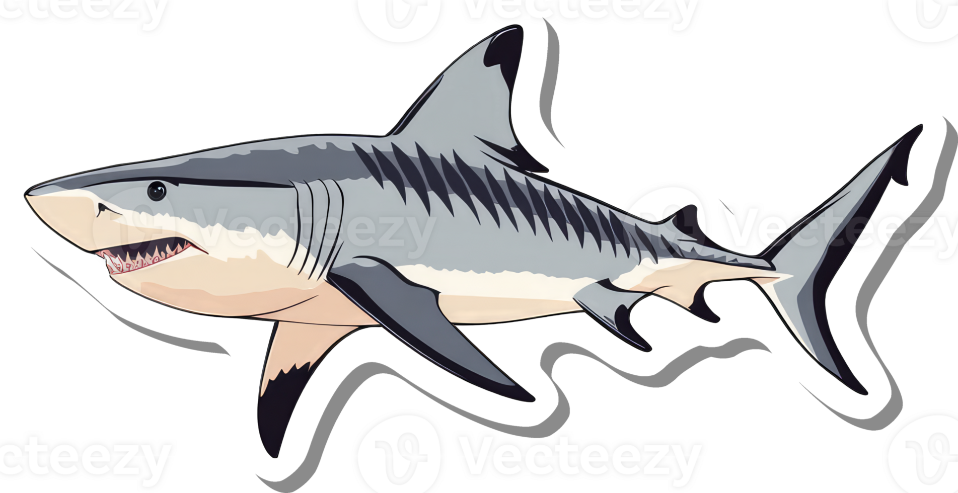 A stylized illustration of a great tiger shark png