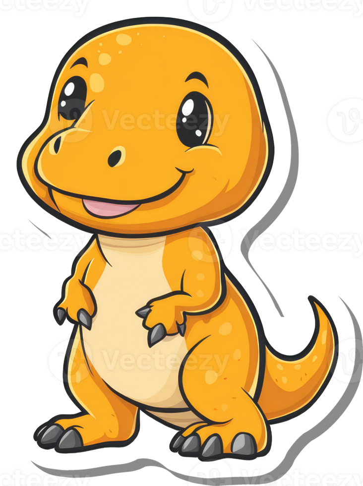 Adorable Orange Baby Dinosaur Cartoon Character png