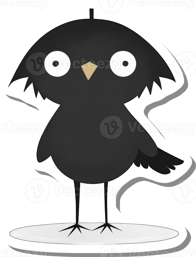 Adorable Cartoon Bird Illustration Featuring A Black Bird png