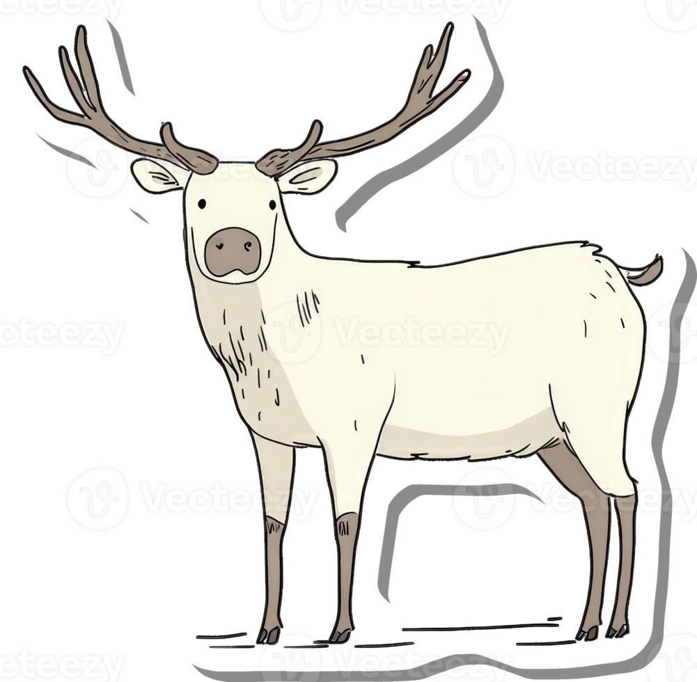 A charming illustration of a pale deer with antlers png