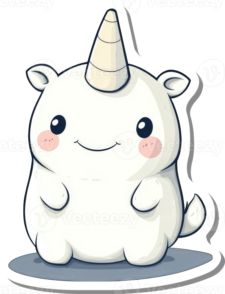 Adorable White Unicorn Character Illustration png