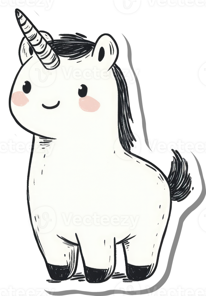 Adorable Cartoon Unicorn Illustration Shows Happy Animal png