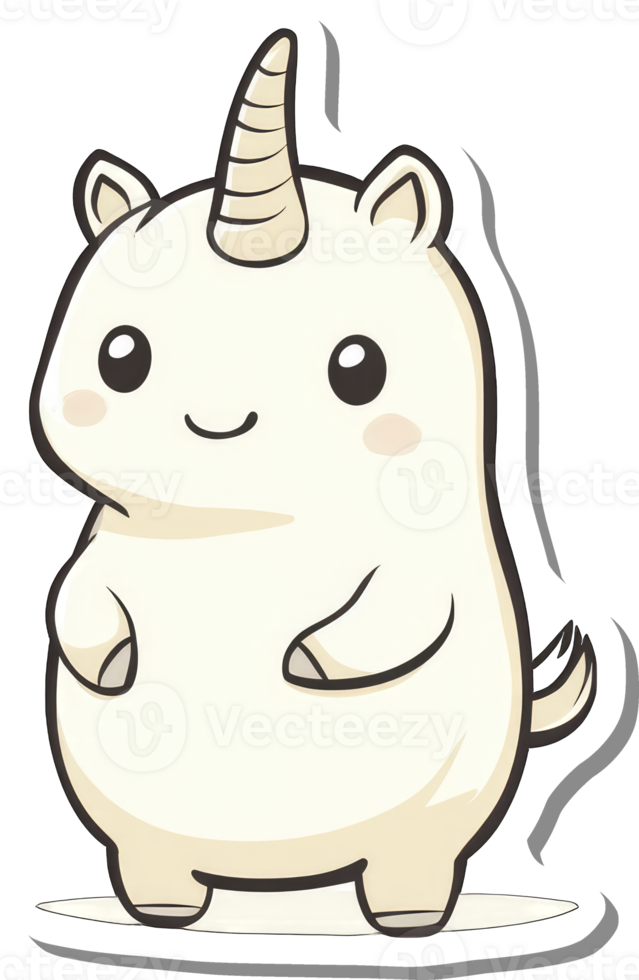 Adorable Cartoon Unicorn Standing Happily png